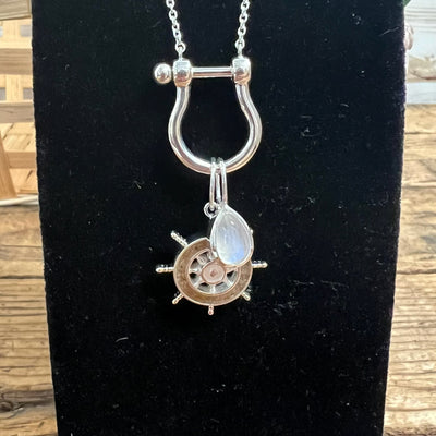 Sterling Silver Holland Beach Sand & Moon Stone Captain's Necklace