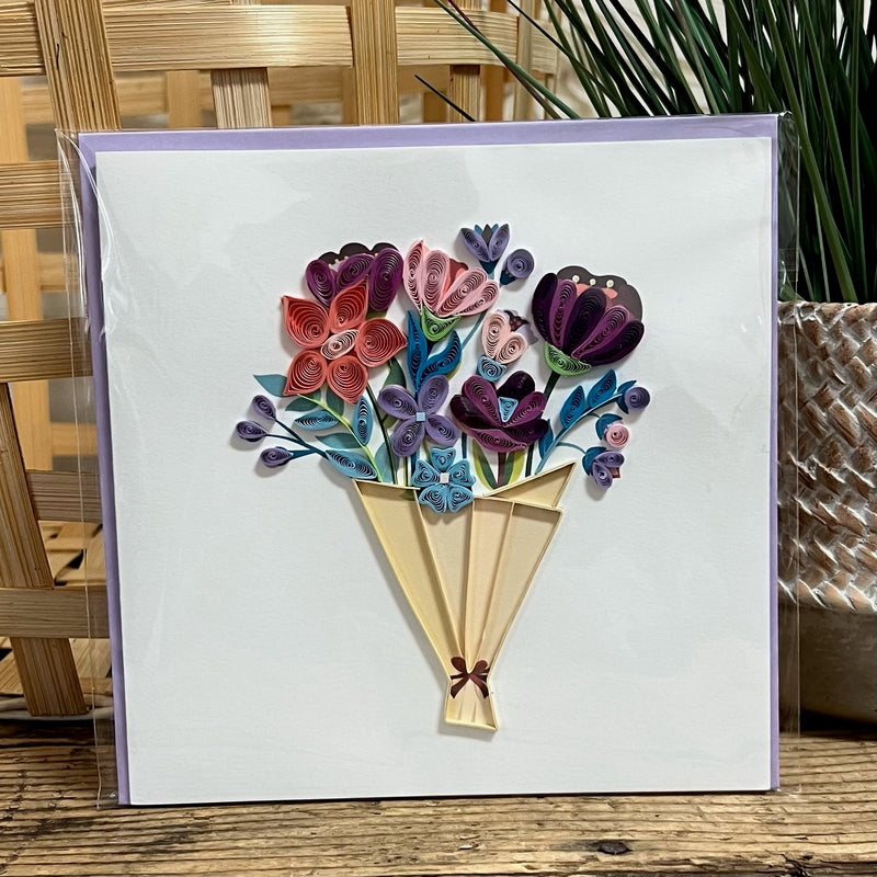 Playful Flower Bouquet Quilling Card