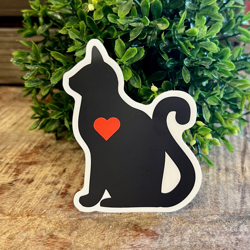 Red Heart Cat Sticker
