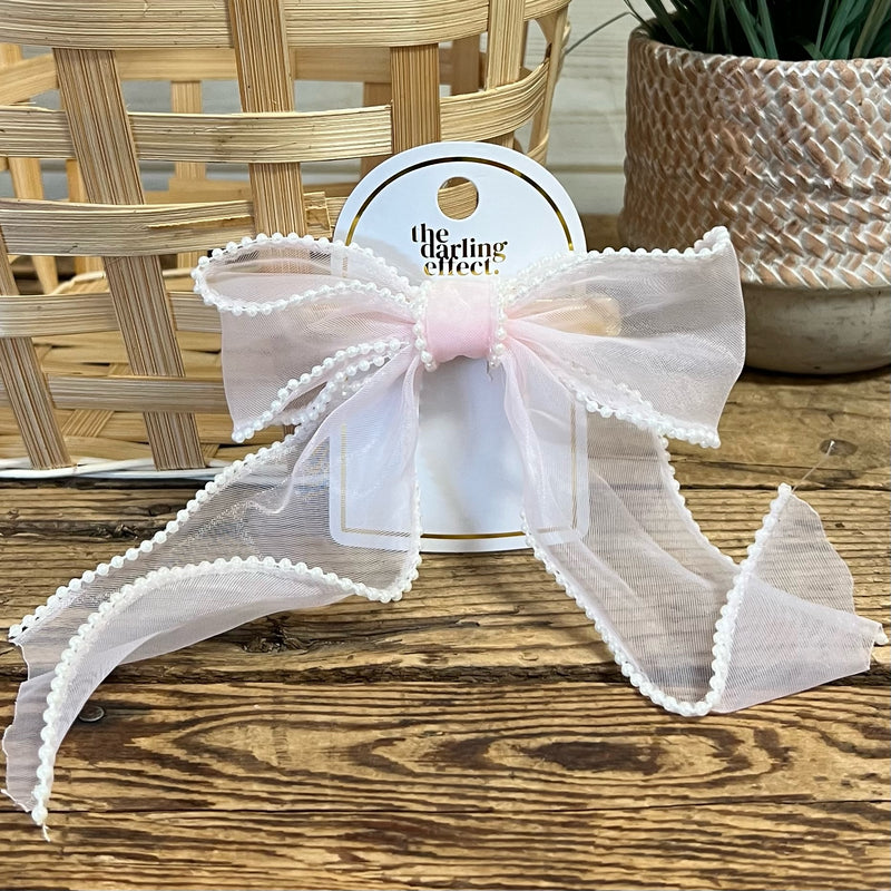 Sheer Pearl Bow Hair Clip