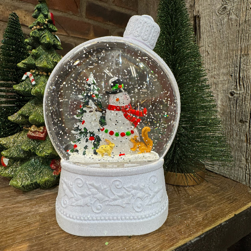 Snowman Ornament Light Up Snow Globe