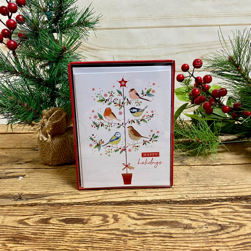 Boxed Christmas Cards Birds on Branches