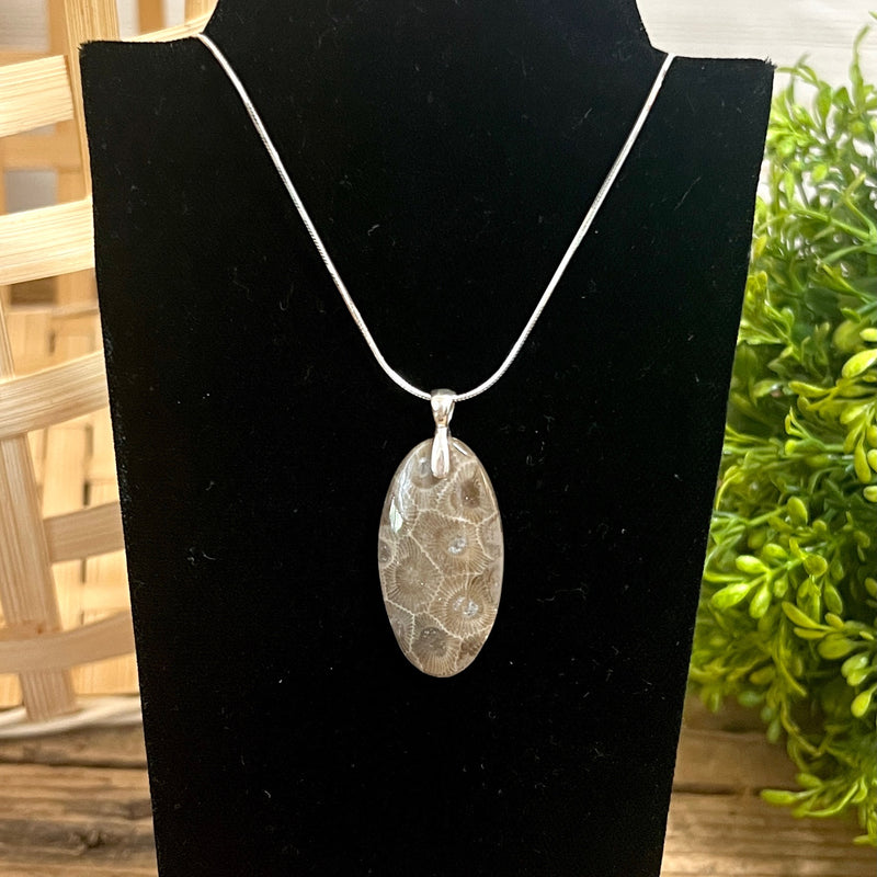 Oval Petoskey Stone Pendant