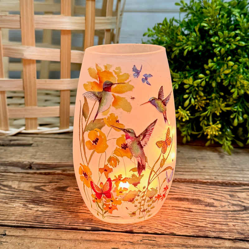 Spring Flowers Lighted Glass Vases
