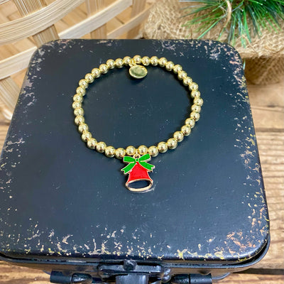 Gold Bead Christmas Charm Bracelets