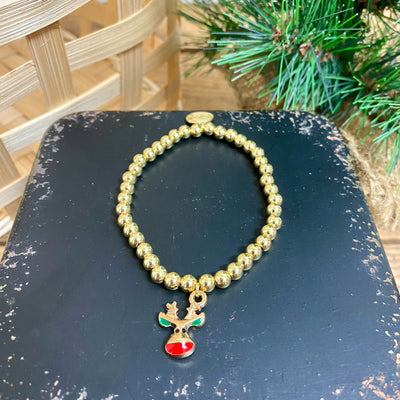 Gold Bead Christmas Charm Bracelets