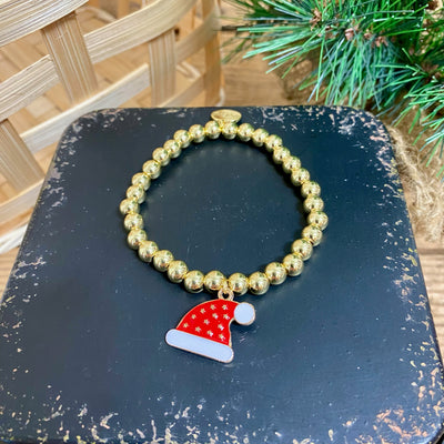 Gold Bead Christmas Charm Bracelets