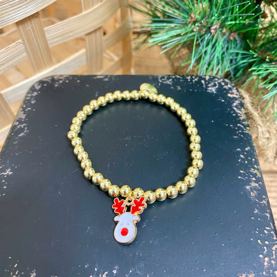 Gold Bead Christmas Charm Bracelets