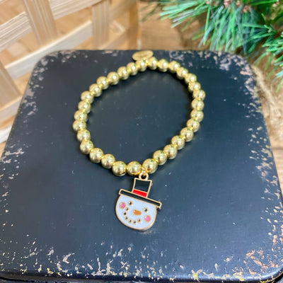 Gold Bead Christmas Charm Bracelets