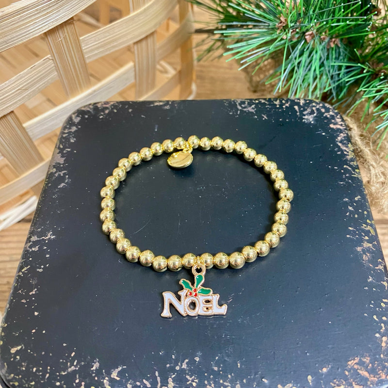 Gold Bead Christmas Charm Bracelets