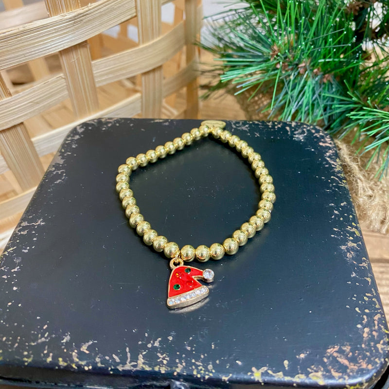 Gold Bead Christmas Charm Bracelets