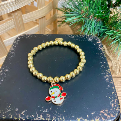 Gold Bead Christmas Charm Bracelets