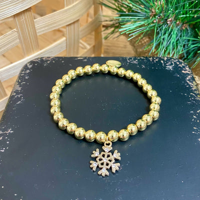 Gold Bead Christmas Charm Bracelets