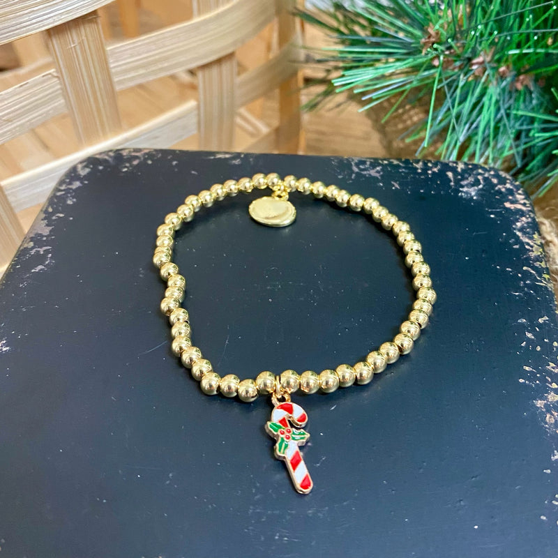 Gold Bead Christmas Charm Bracelets