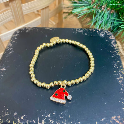 Gold Bead Christmas Charm Bracelets