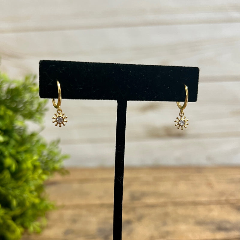 Gold Hoop Earrings With Dangle Flower