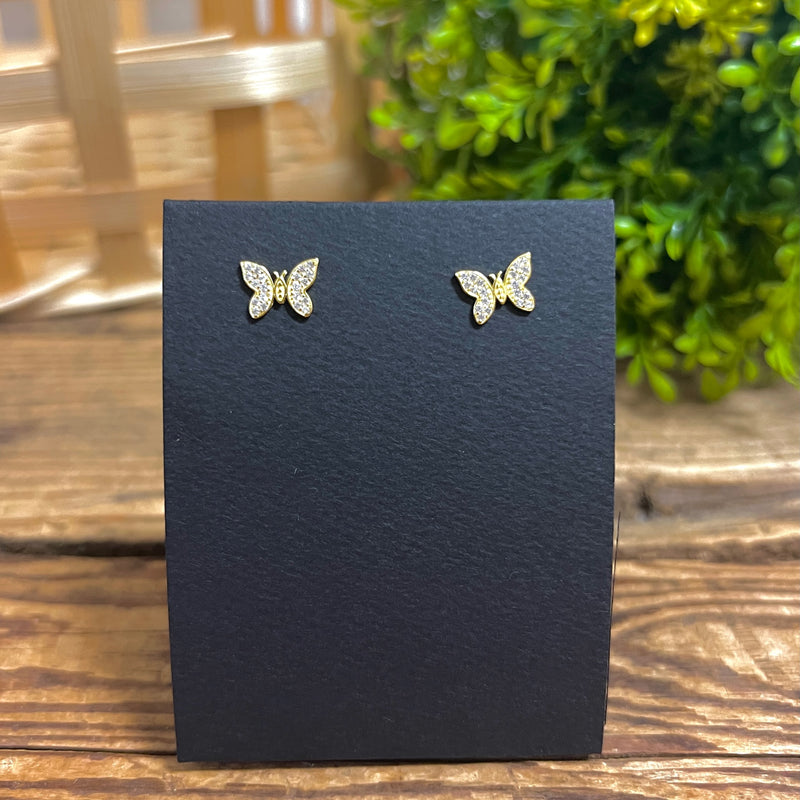 Gold Plated CZ Butterfly Stud Earrings