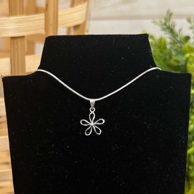Sterling Silver Mini Flower Pendant - Apothecary Gift Shop