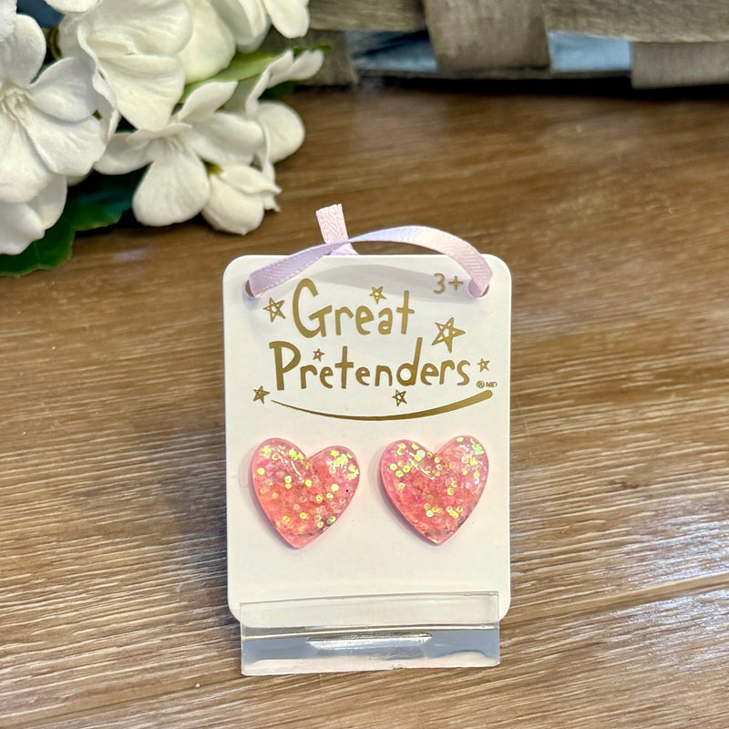 Glitter Hearts Clip-On Earrings for Kids