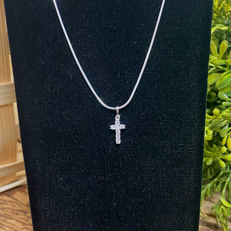 Sterling Silver Small Pendant CZ Cross