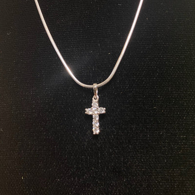 Sterling Silver Small Pendant CZ Cross