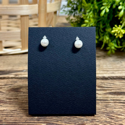Pearl with CZ Stud Earrings