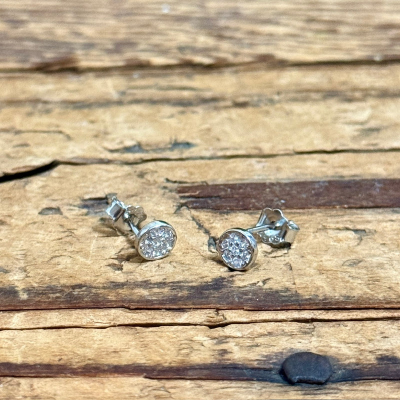 Tiny Round Pave Post Earrings