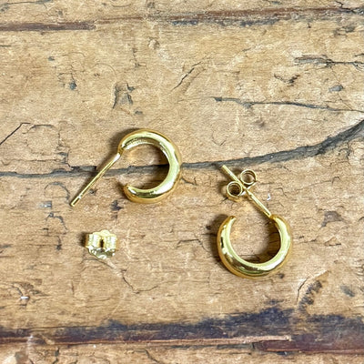 Gold Plated Thick Half Hoop Earrings