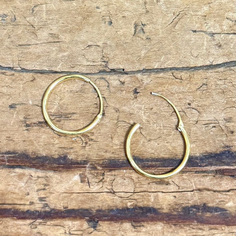 16mm Gold Plated Endless Hoop Earrings