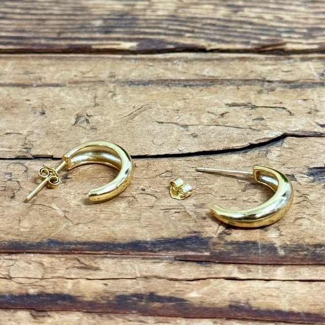 Gold Plated Thick C-Shaped Hoop Earrings