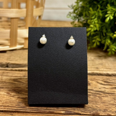 Gold Plated Pearl with CZ Stud Earrings