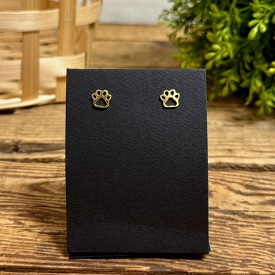 Gold Plated Paw Print Post Earrings