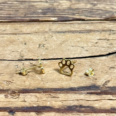 Gold Plated Paw Print Post Earrings