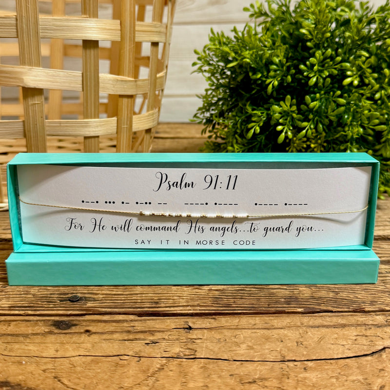 Psalm 91:11 Morse Code Necklace - Apothecary Gift Shop