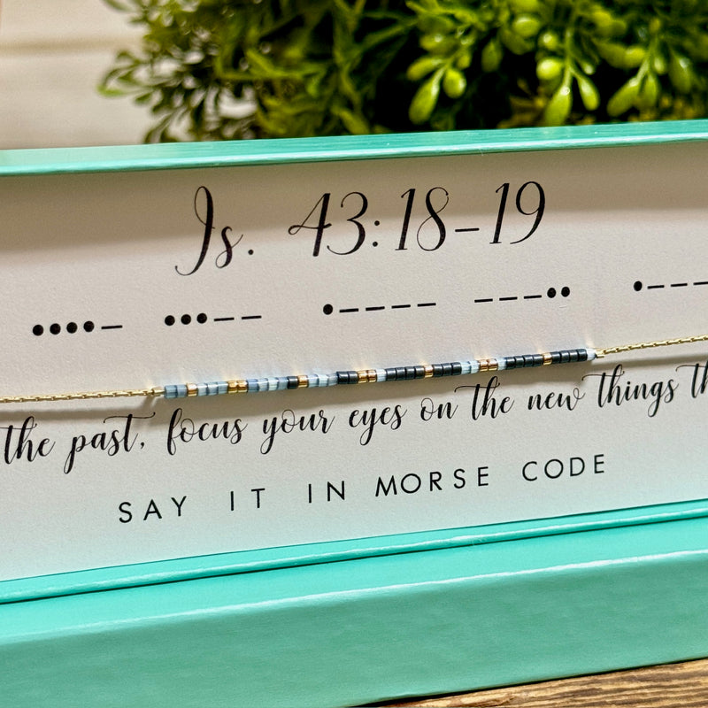 Isaiah 43: 18-19 Morse Code Necklace