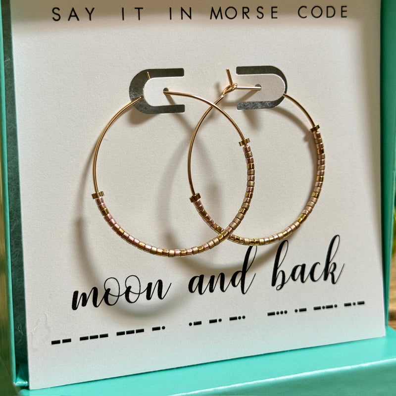 Moon and Back Morse Code Earrings