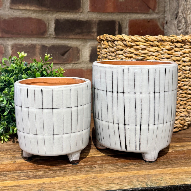 Bray Footed Striped Ceramic Pot