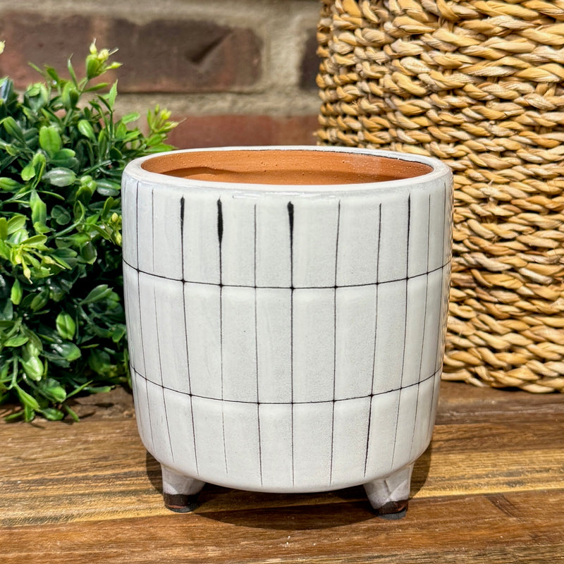 Bray Footed Striped Ceramic Pot