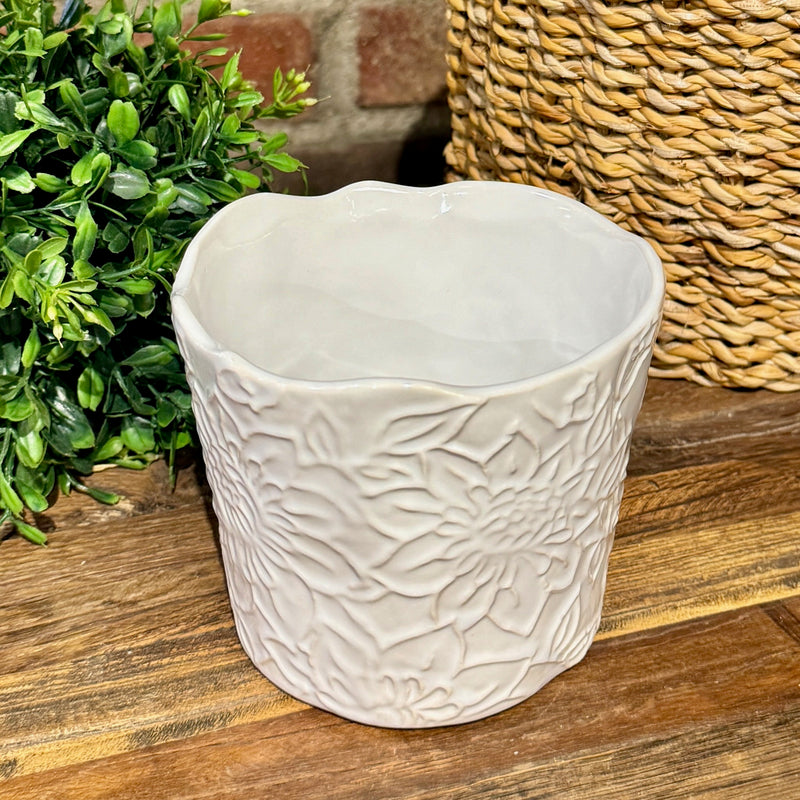 Priscella White Floral Ceramic Pots