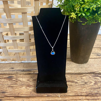 Sterling Silver Necklace Set Blue Opal