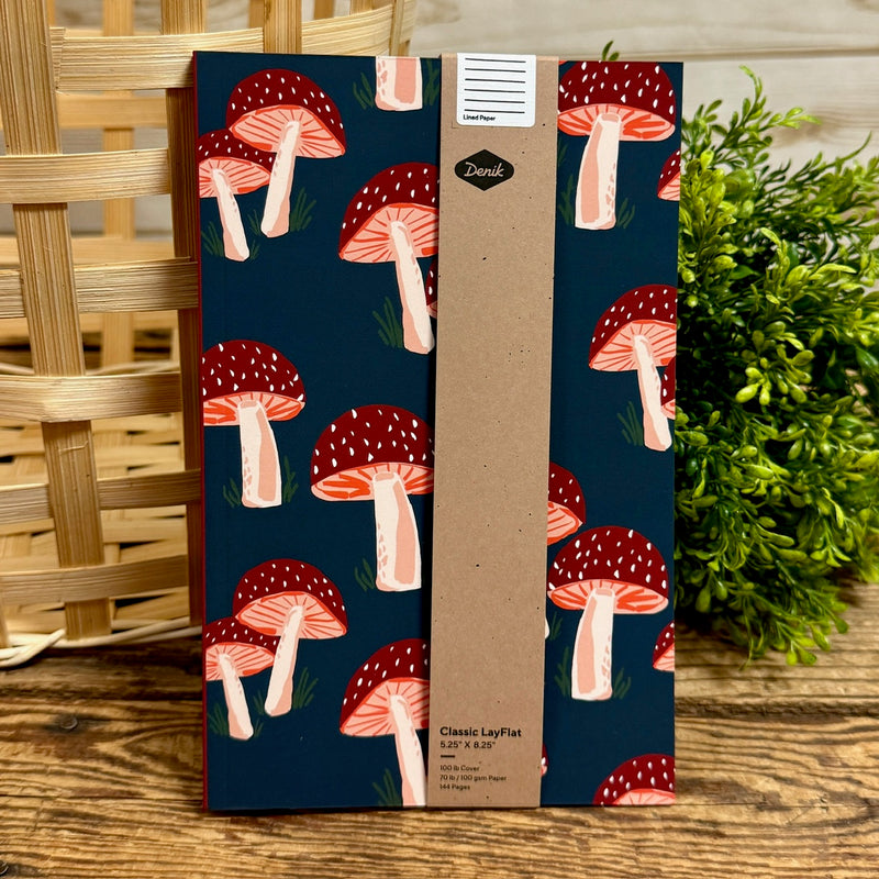Navy Mushrooms Classic Layflat Lined Notebook