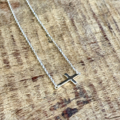 Sideways Cross Sterling Silver Necklace - Apothecary Gift Shop