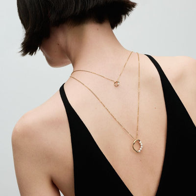 Organically Shaped Pavé Circle & Pearl Collier Pandora Necklace