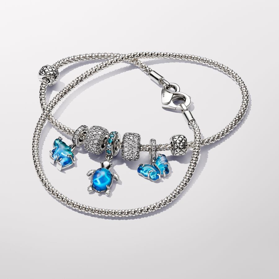 Pandora blue charm bracelet deals