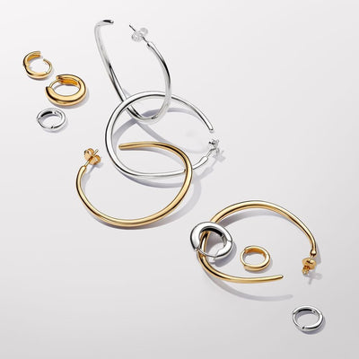 Round Huggie Hoop 14k Gold Plated Pandora Earrings