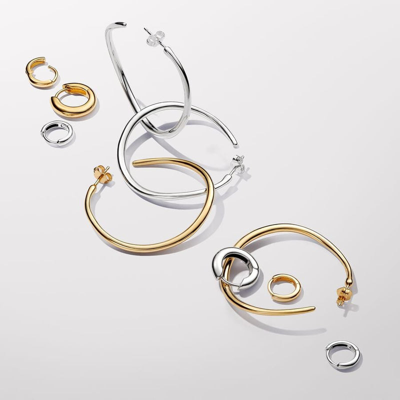 Round Huggie Hoop 14k Gold Plated Pandora Earrings