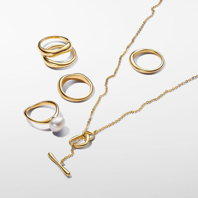 Organically Shaped Circles T-bar Pandora Necklace