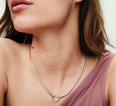 Heart Closure Snake Chain Pandora Necklace