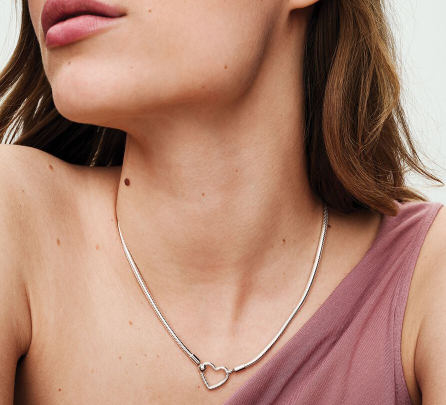 Heart Closure Snake Chain Pandora Necklace