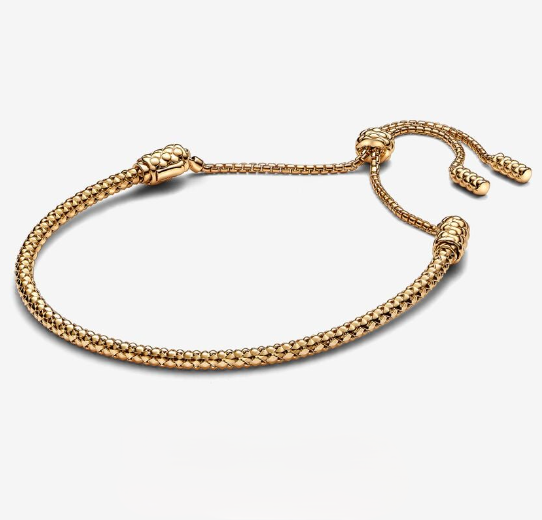 14K Gold Plated Studded Chain Slider Pandora Bracelet